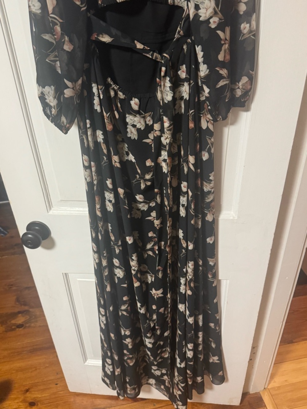 Sachin + Babi Black Floral Maxi Dress with Cream & Blush Blooms